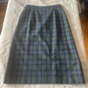 Vintage Pendelton Plaid Green and Blue  Skirt tartan size 12